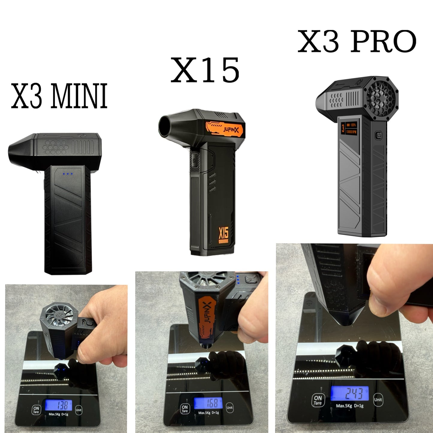 Turbo Fan Mini Blower – Cordless Electric Air Duster | X15 & X3 Pro - Comparison