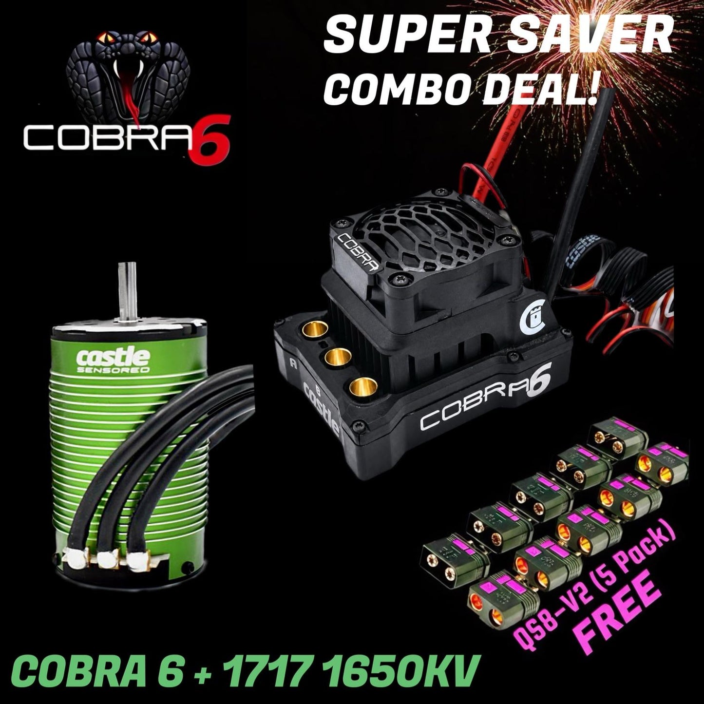 Castle Creations Cobra 6 ESC & 1717 1650KV Motor Combo + GIFT