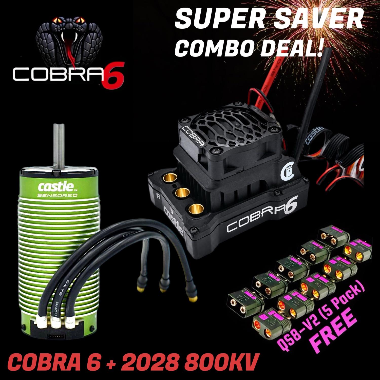 CALMASTORE 38KT セットスカルイグレット Castle Creations Cobra 6 ESC & 2028 800KV Motor Combo + GIFT