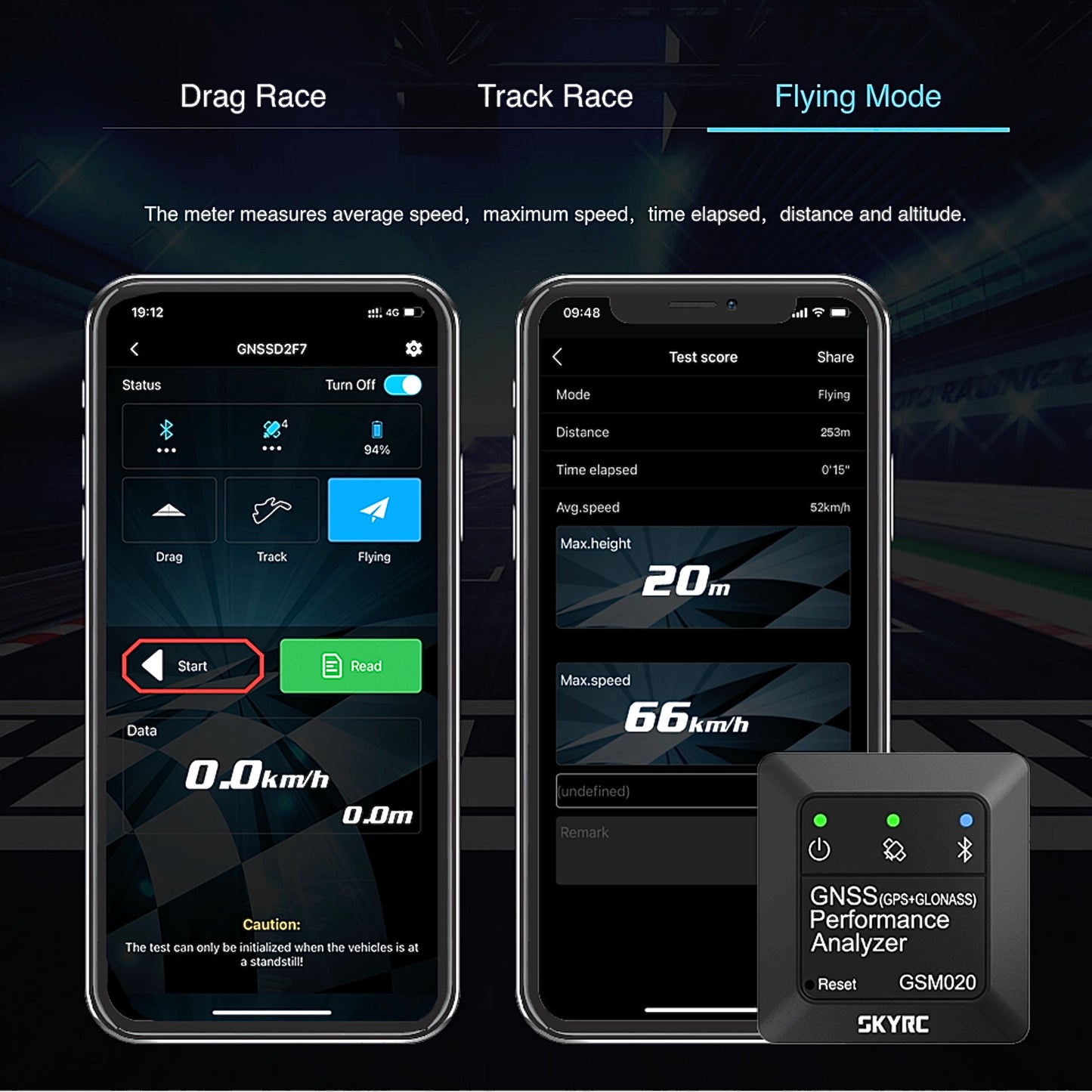 SKYRC GNSS Performance Analyzer Bluetooth GPS Speed Meter & Data Logger GSM020 SK-500023