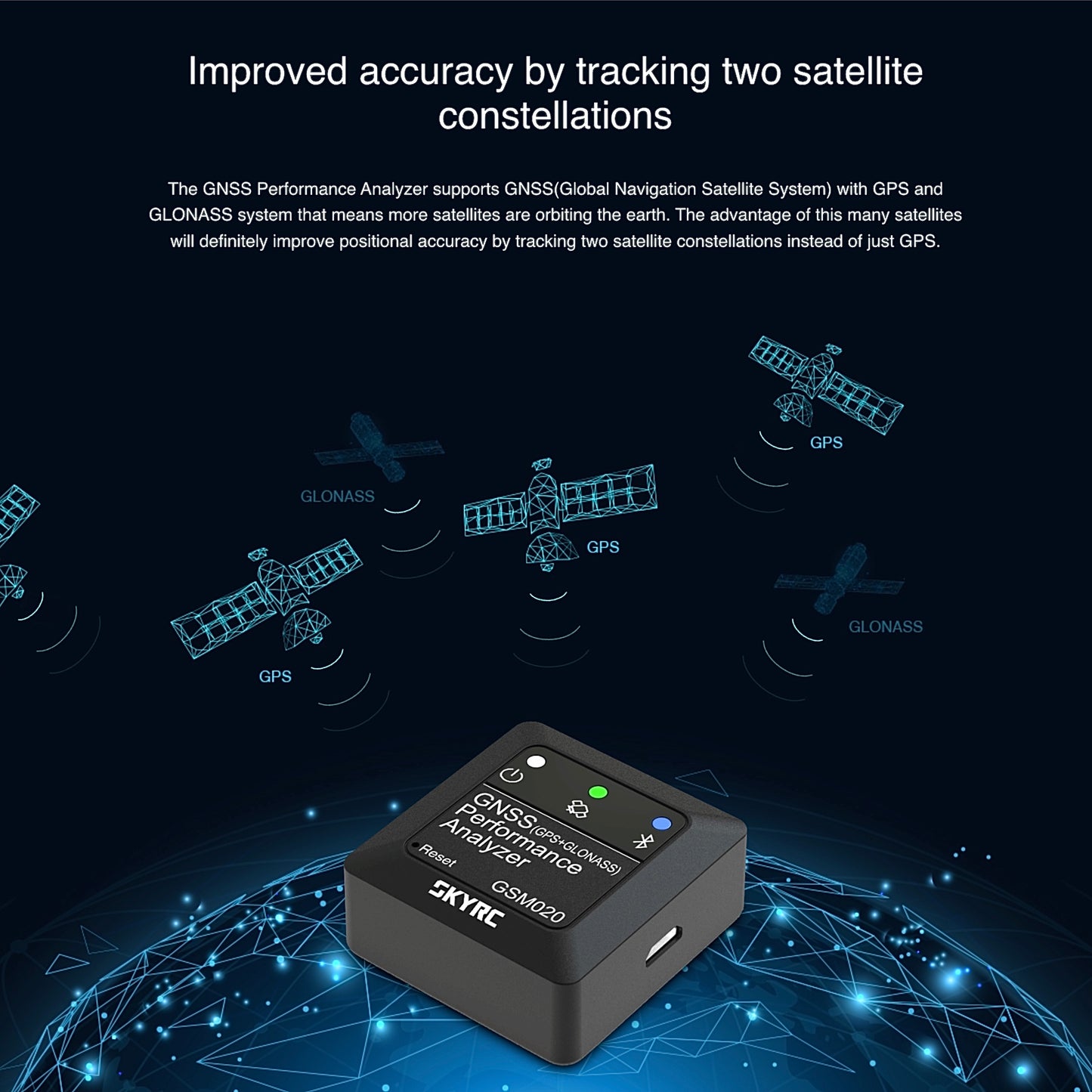 SKYRC GNSS Performance Analyzer Bluetooth GPS Speed Meter & Data Logger GSM020 SK-500023