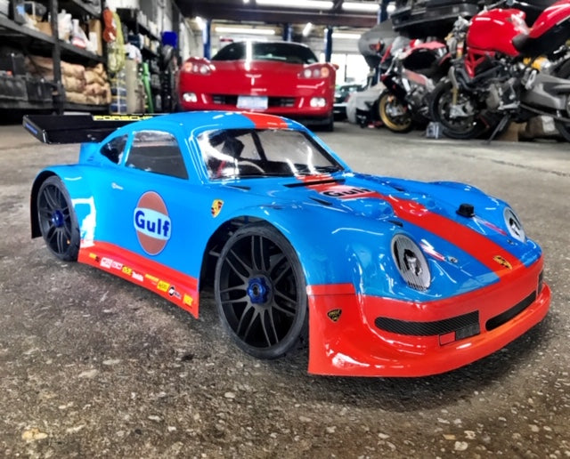 PORSCHE 911 1/8 SCALE GT RC CAR BODY - CLEAR OR BLACK ABS 0111