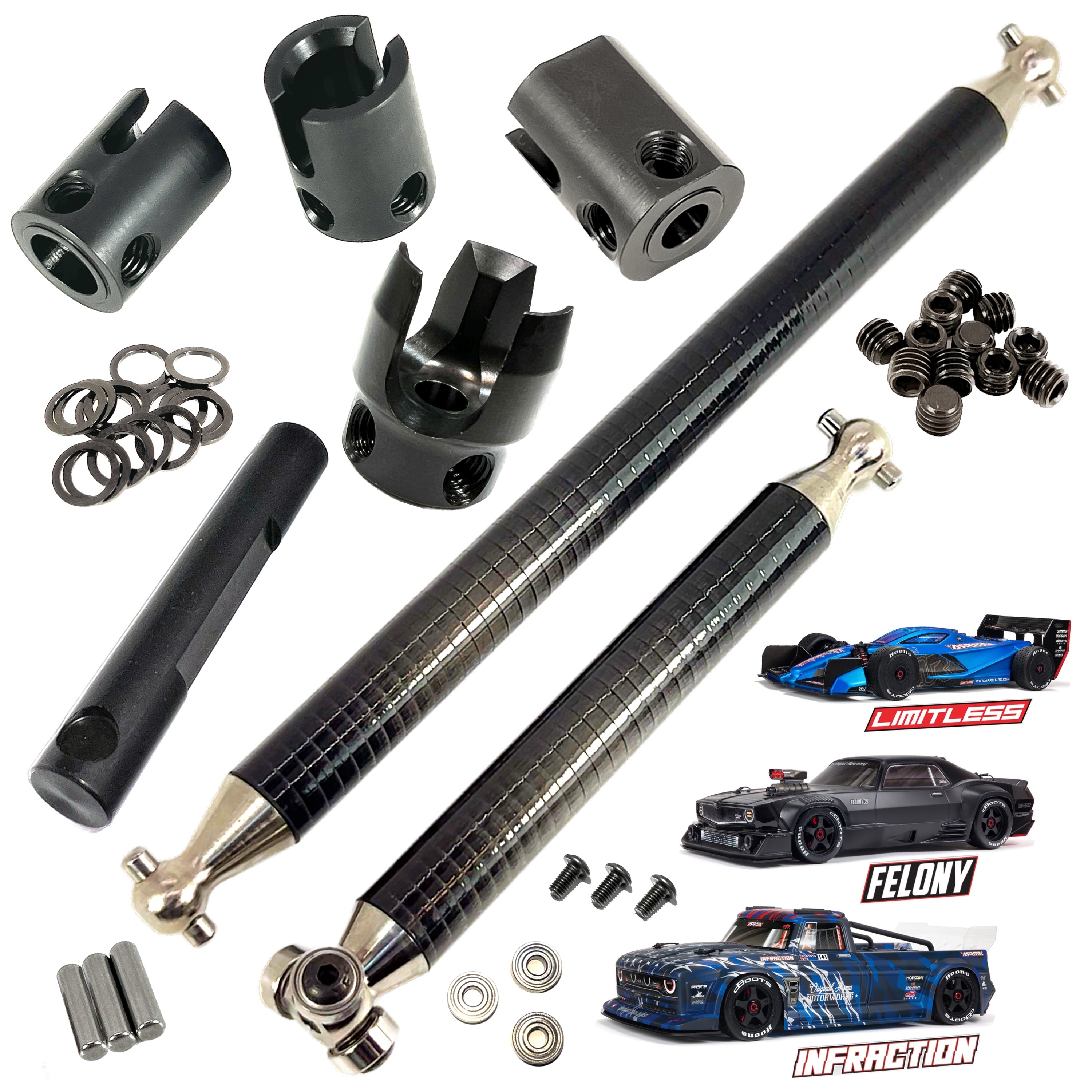 RCAWD Dadi Ruota In Lega 17mm Filetto 1.0 Per ARRMA 6S (4 Pezzi) - Ricambio Nero CNC Per Notorious, Kraton, Typhon