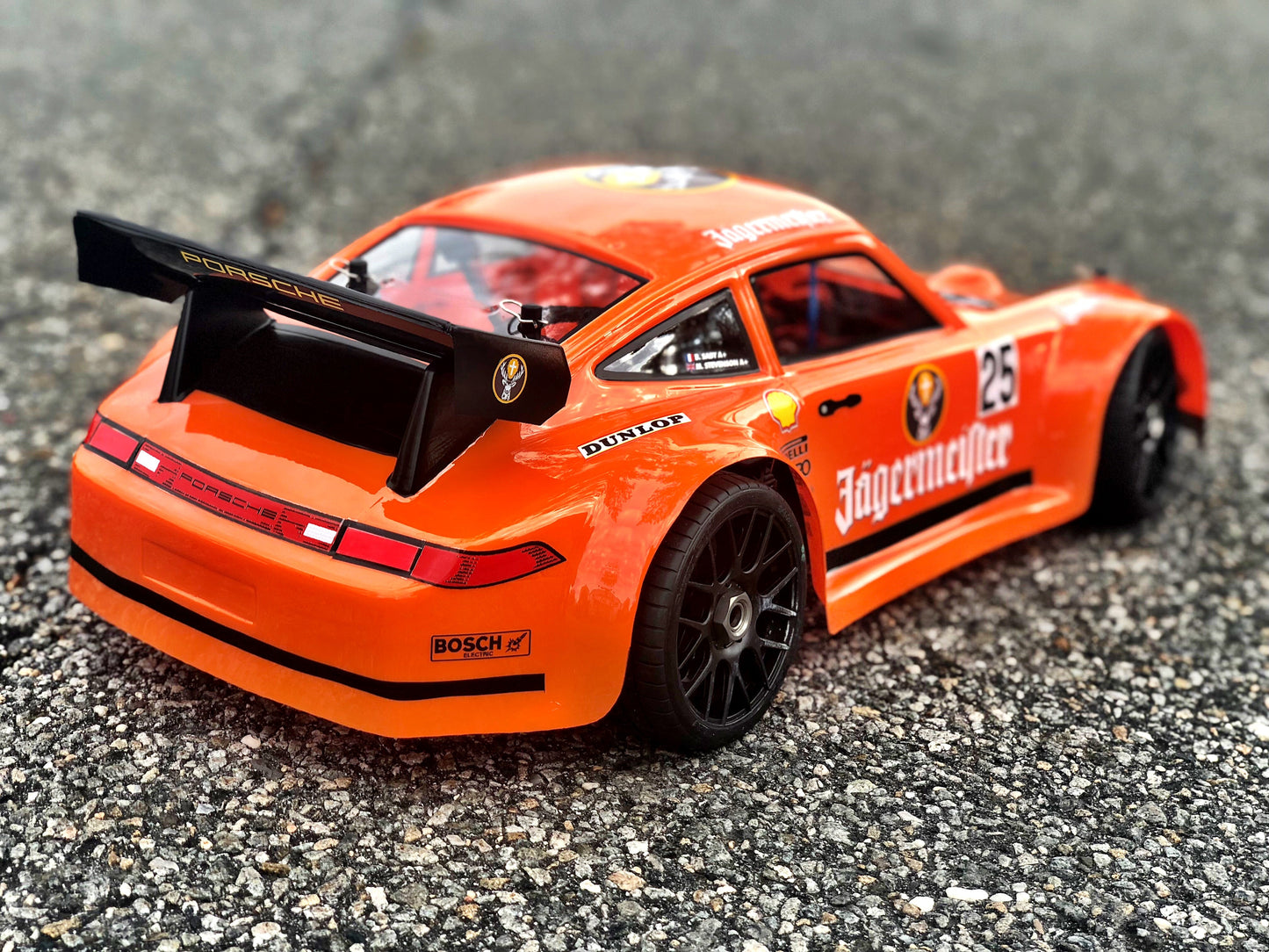 PORSCHE 911 1/8 SCALE GT RC CAR BODY - CLEAR OR BLACK ABS 0111