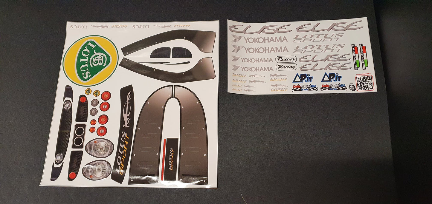 LOTUS ELISE 1/7 SCALE CLEAR RC CAR BODY - 8509