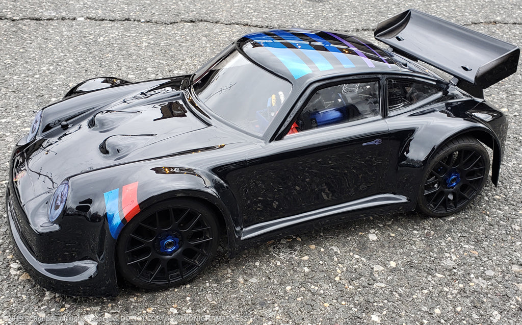 PORSCHE 911 1/8 SCALE GT RC CAR BODY - CLEAR OR BLACK ABS 0111