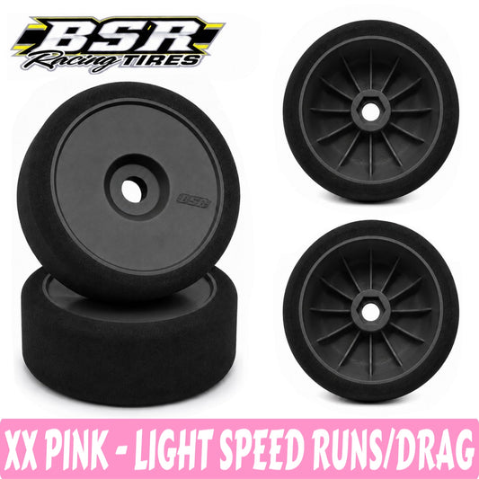 Black racing tires with BSR Racing Tires logo on a white background