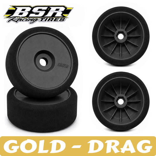 Black racing tires with 'BSR Racing Tires' logo on a white background