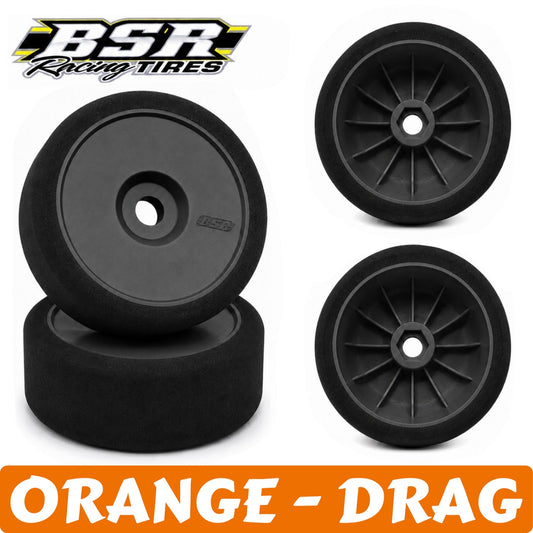 Black racing tires with BSR Racing Tires logo on a white background