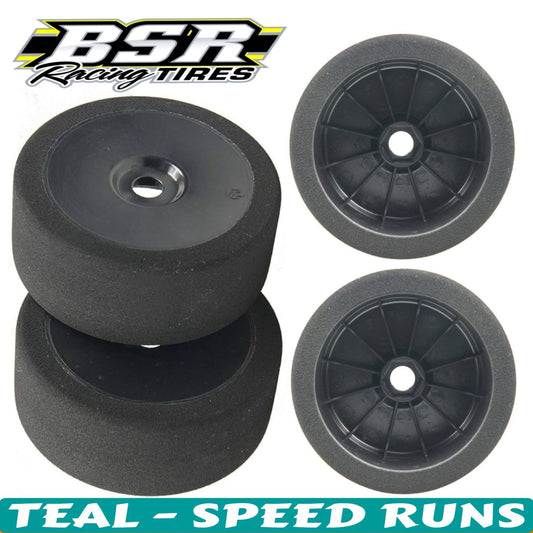 BSR Racing 1/8 Mounted GT Foam Tires 17mm Hex (2) (Teal - Black)