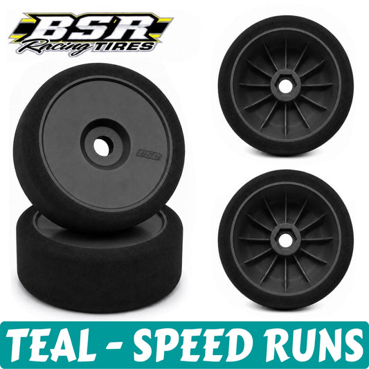 Black racing tires with BSR Racing Tires logo on a white background