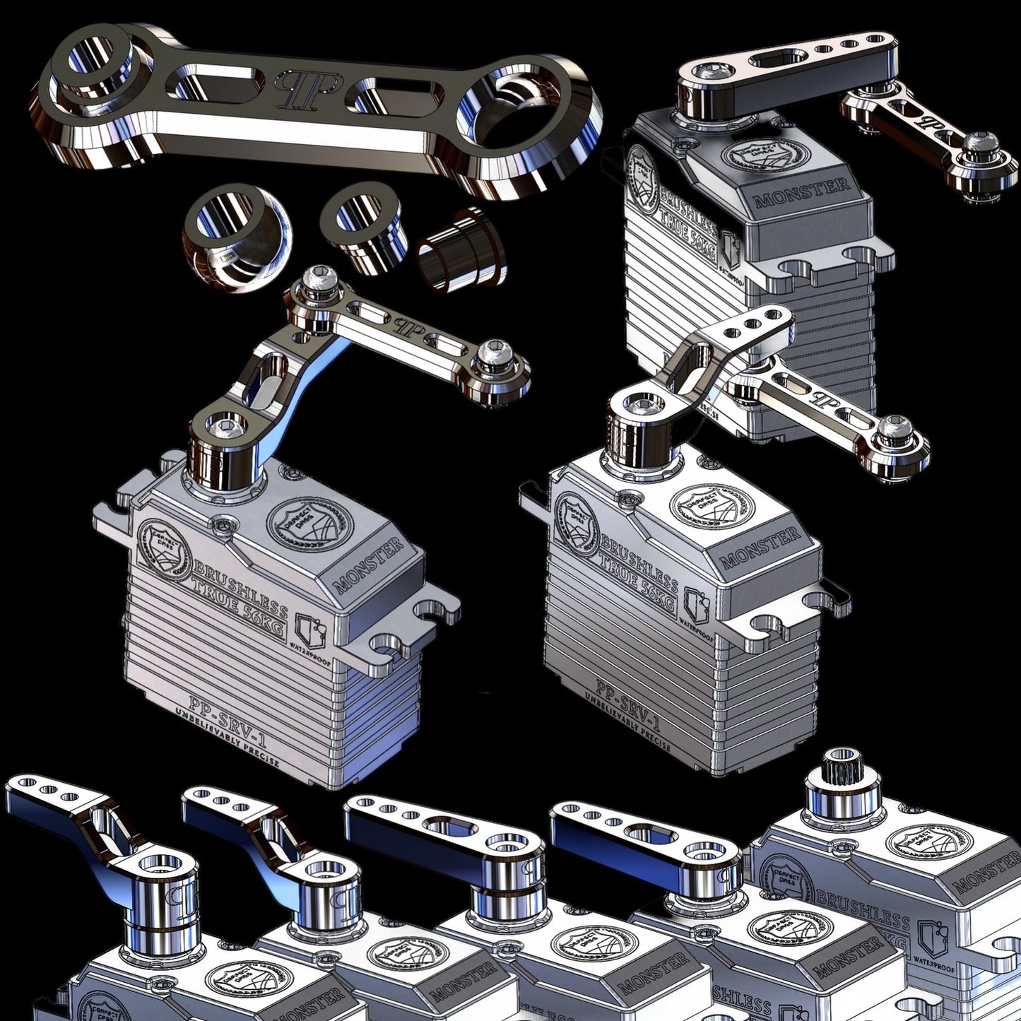 Perfect Pass RC Adjustable Servo Horn Set (25T) For Arrma 1/8 & 1/7 Scale Platfoms