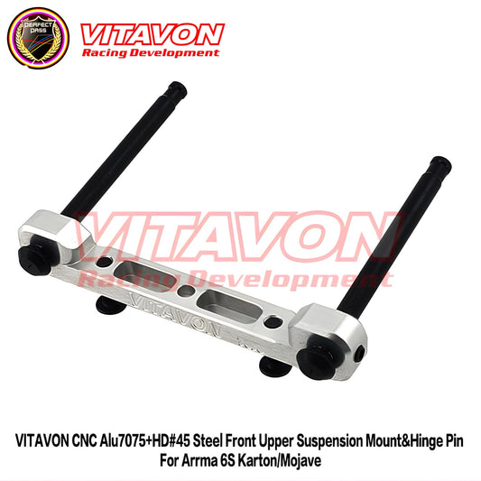 Vitavon CNC 7075 Aluminum & HD #45 Steel Front Upper Suspension Mount & Hinge Pin For Arrma 6S Karton/Mojave