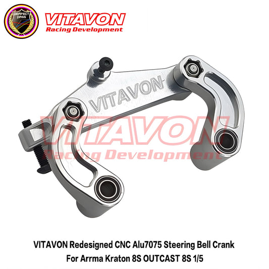 Vitavon V2 CNC Alu 7075 Steering Bell Crank For 56118 G2 Motors For Arrma Kraton 8S Outcast 8S