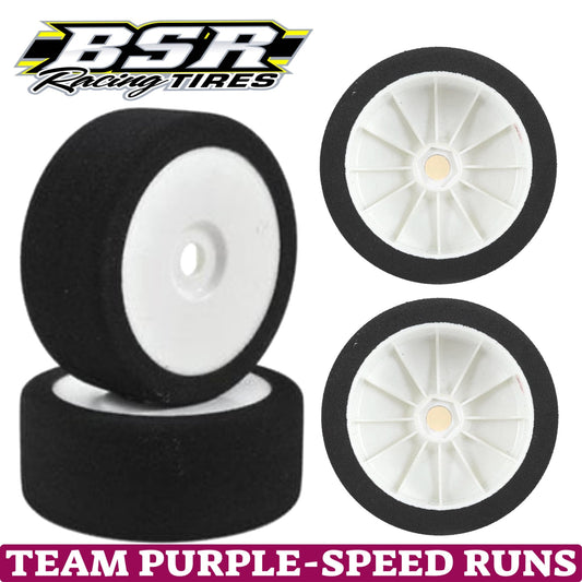 BSR Racing 1/8 Mounted GT Foam Tires 17mm Hex (2) (Team Purple - White)