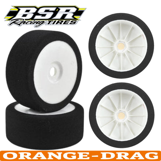 BSR Racing 1/8 Mounted GT Foam Tires 17mm Hex (2) (Orange - White)
