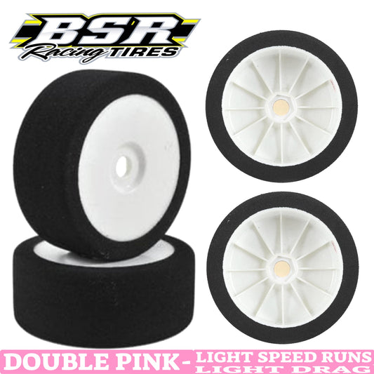BSR Racing 1/8 Mounted GT Foam Tires 17mm Hex (2) (Double Pink - White)