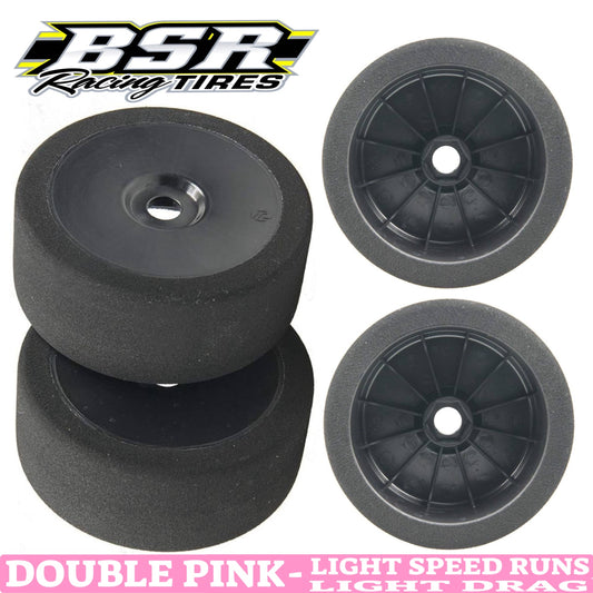 BSR Racing 1/8 Mounted GT Foam Tires 17mm Hex (2) (Double Pink - Black)
