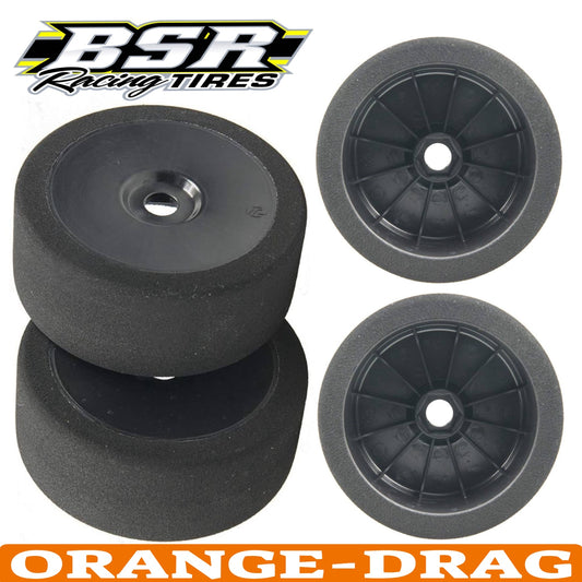 BSR Racing 1/8 Mounted GT Foam Tires 17mm Hex (2) (Orange - Black)