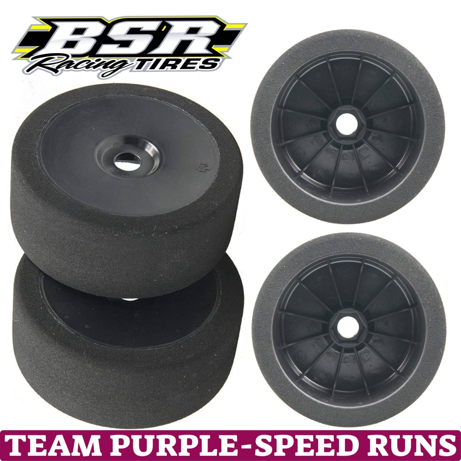 BSR Racing 1/8 Mounted GT Foam Tires 17mm Hex (2) (Team Purple - Black ...