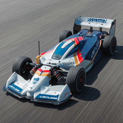 1/7 ARRMA LIMITLESS 120 8S AVC 4X4 RTR - Formula racing car on a track with visible branding