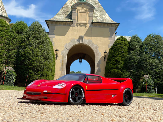 XL FERRARI F50 CLEAR RC CAR BODY fits Limitless Felony and VTE2 1/7 scale - 9506