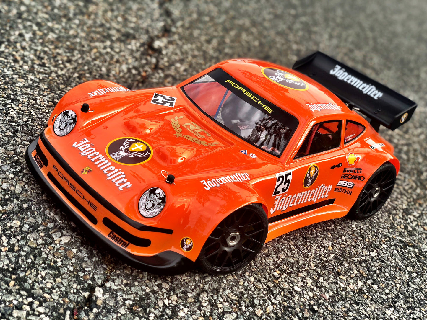 PORSCHE 911 1/8 SCALE GT RC CAR BODY - CLEAR OR BLACK ABS 0111