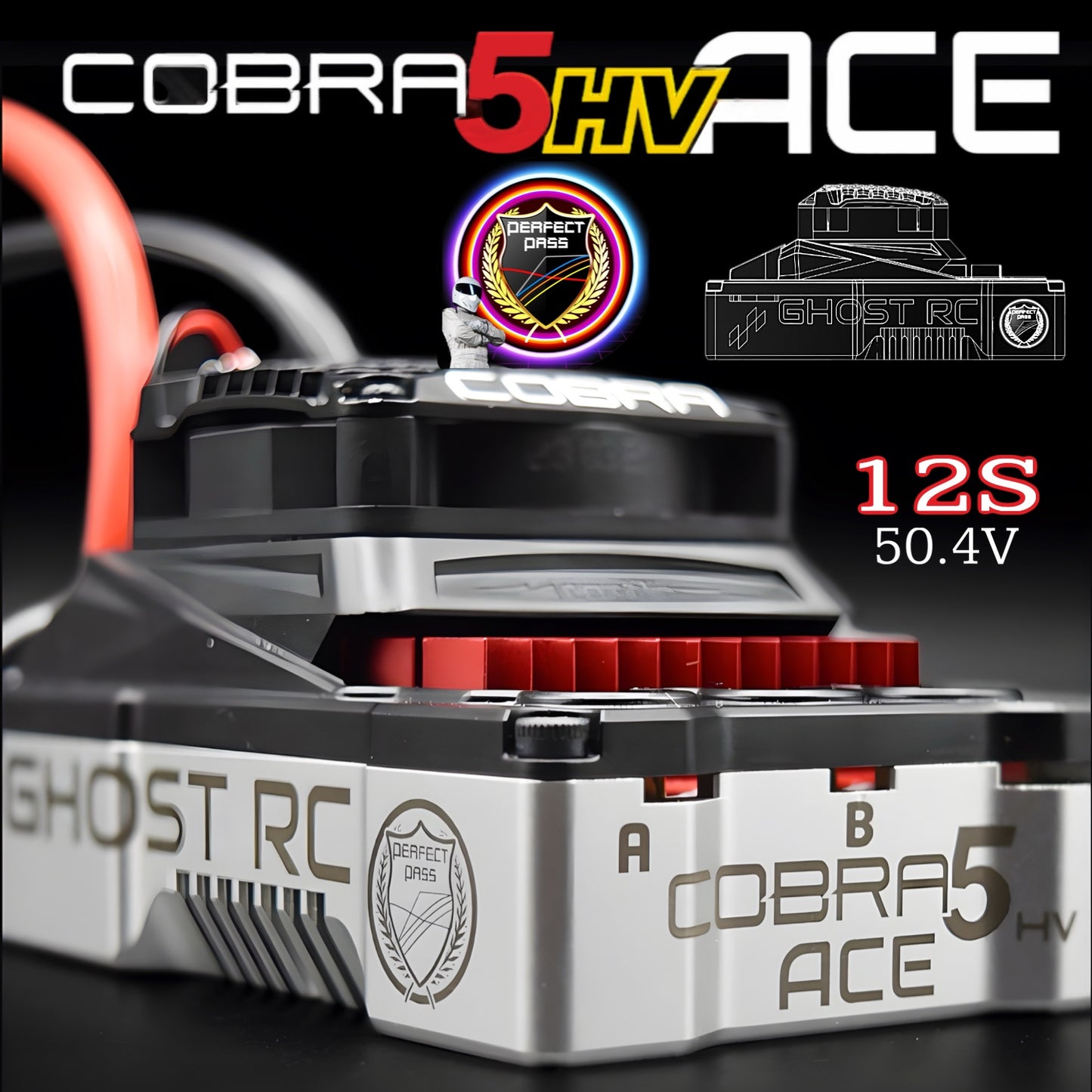 Castle Creations Ghost RC Perfect Pass RC Cobra 5 ACE HV & 2028 1700KV Motor Combo